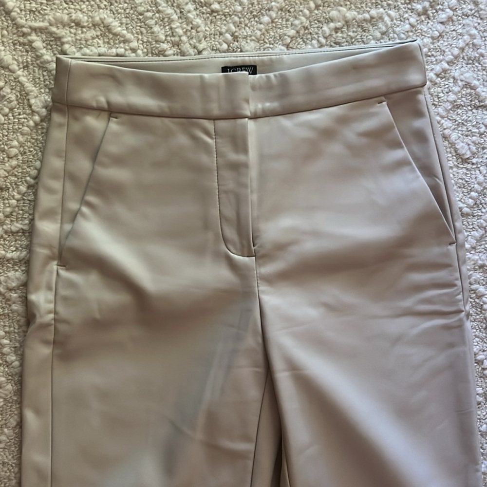 J. Crew Faux Leather Light Beige Kate Pants Sz 00